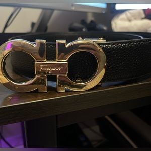 Leather Strap Gold Buckle Ferragamo Belt